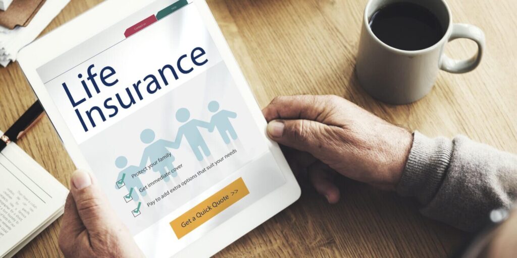 person checking life insurance health protection concept