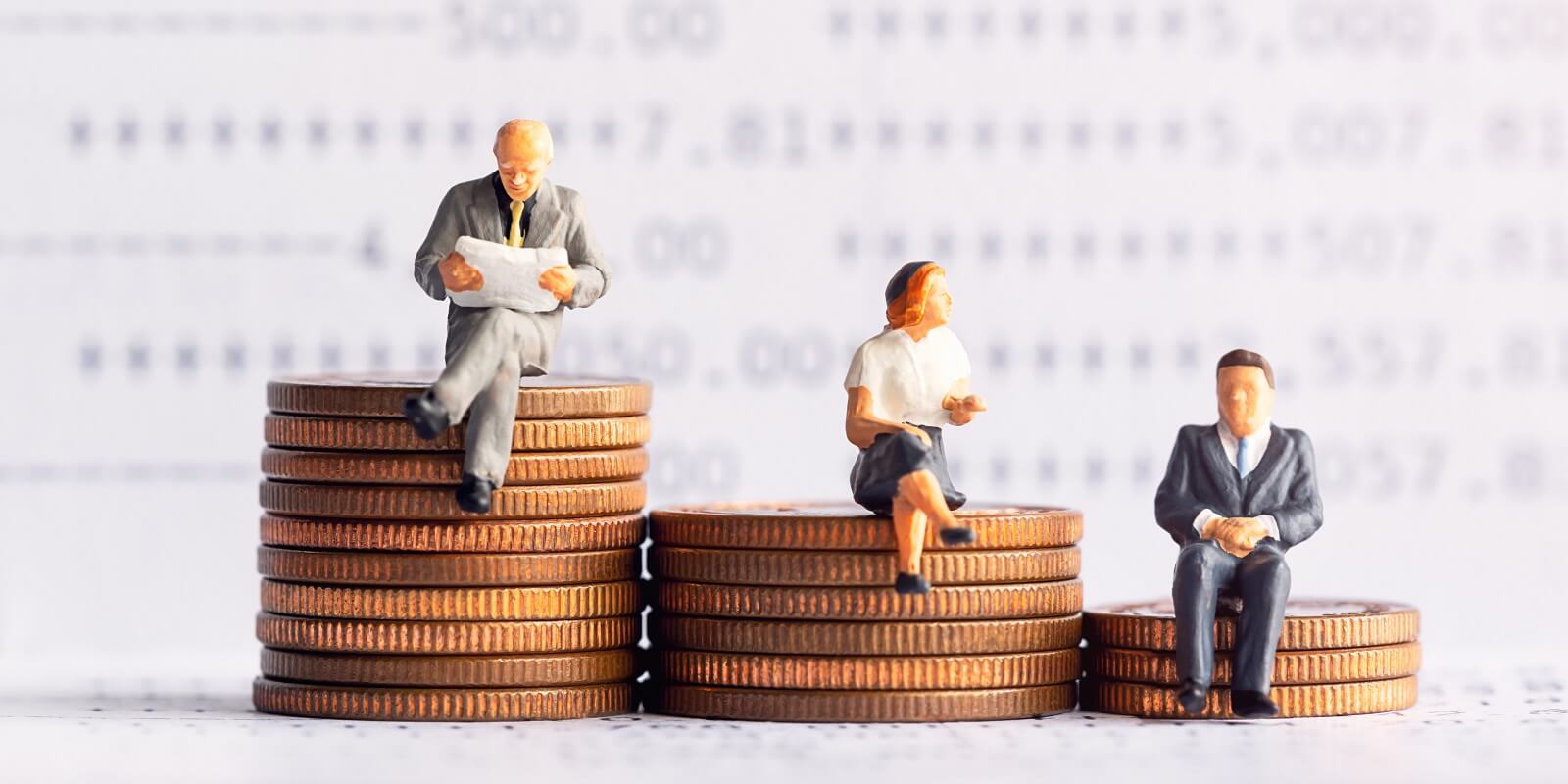 people sitting on coins stack