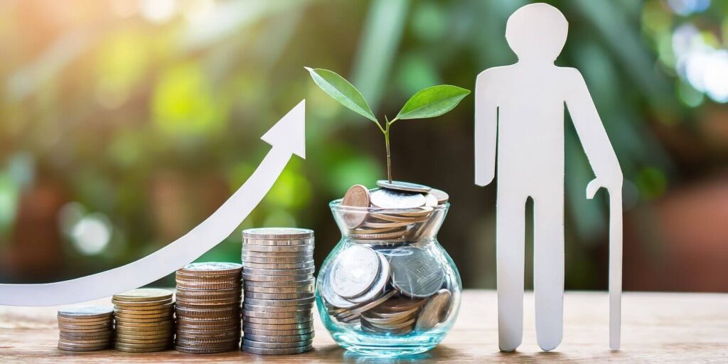 coins building up to profit interest for concept investment mutual fund finance and retirement