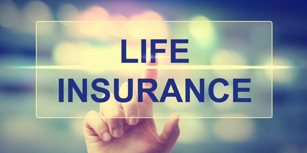 hand pressing life insurance