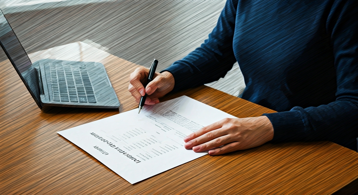 Person reviewing 401k paperwork