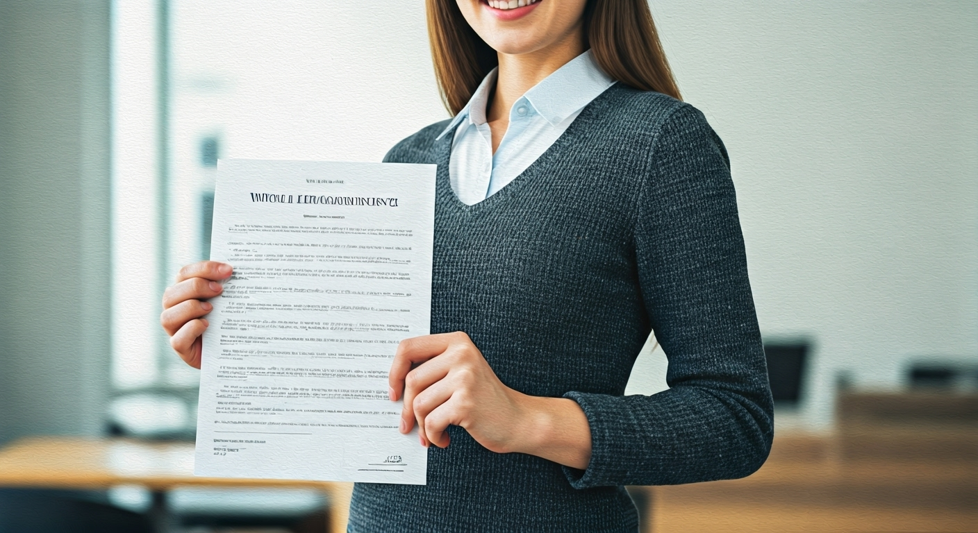 Young adult holds policy document