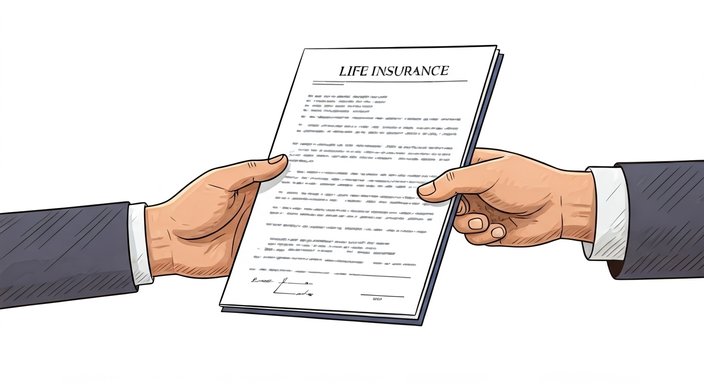 Hands exchanging insurance policy