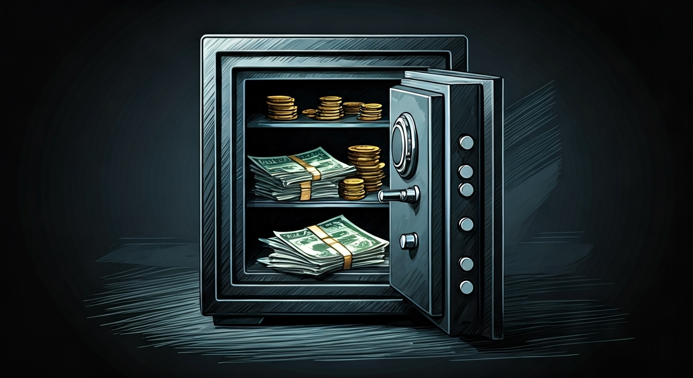 Safe filled with cash value documents