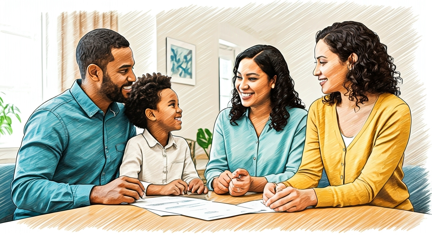 Family discussing life insurance