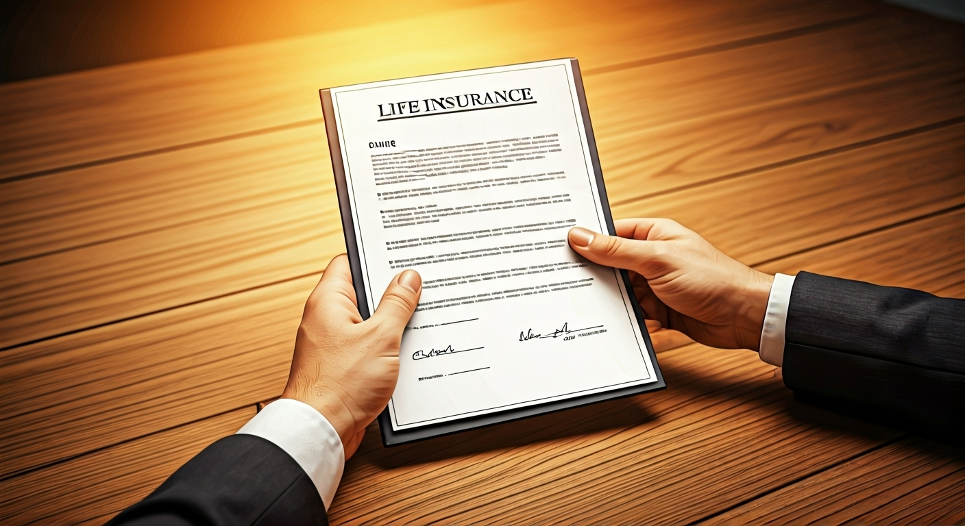 Hands exchanging policy document