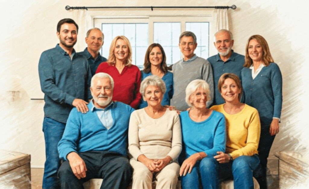 Happy family in living room