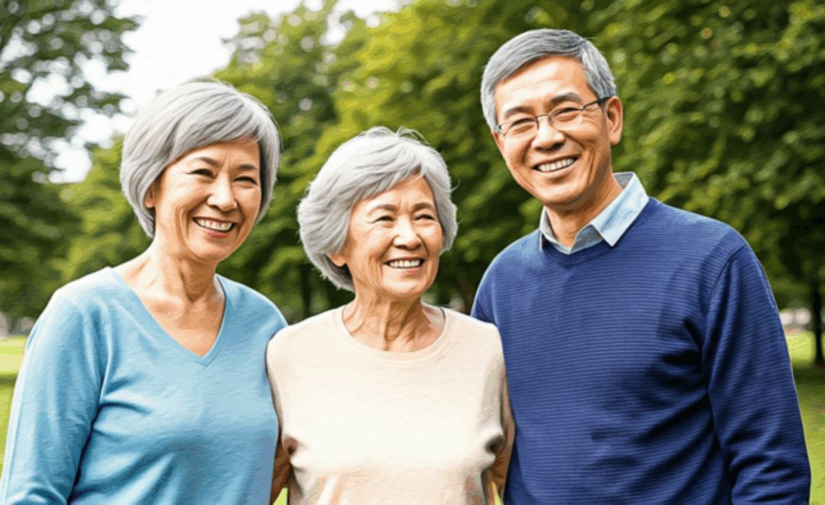 Happy family in park