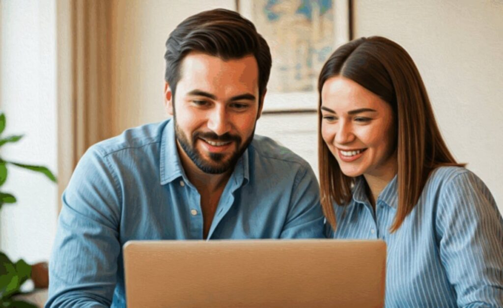 couple happy with insurance quote