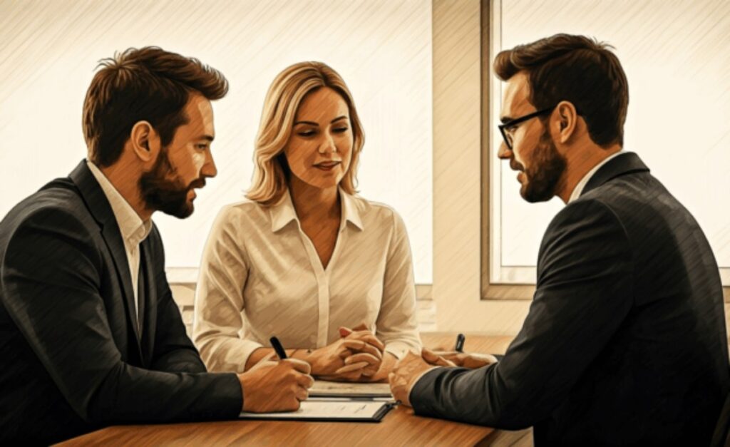 couple meeting insurance agent