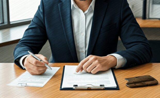 insurance agent writing