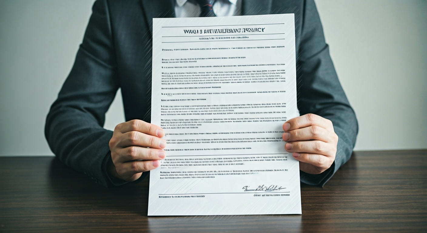 hands holding insurance document