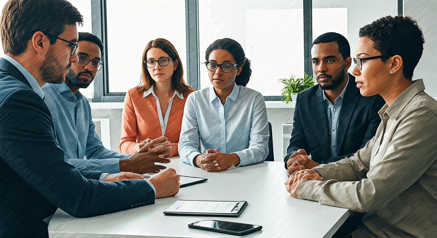 Advisor with group in office