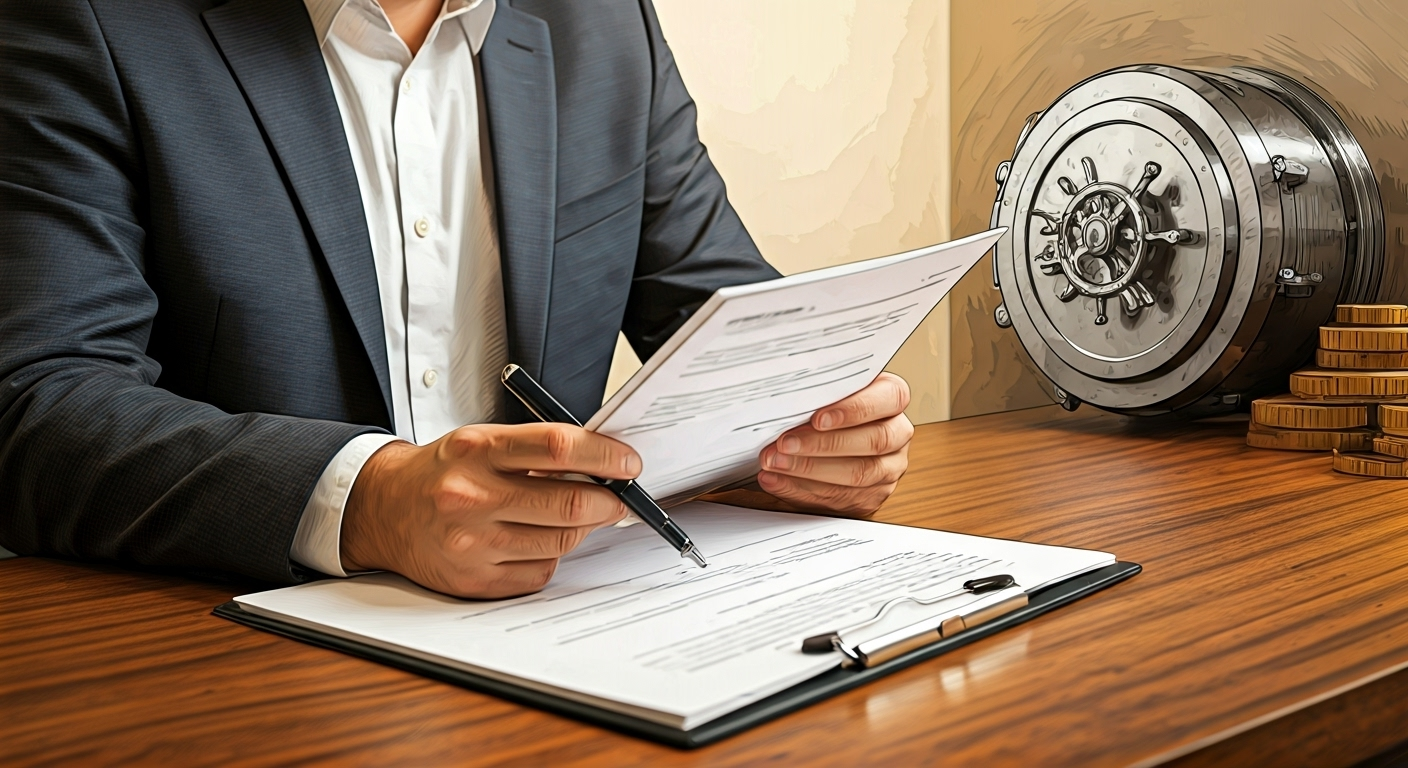 Person studying insurance documents