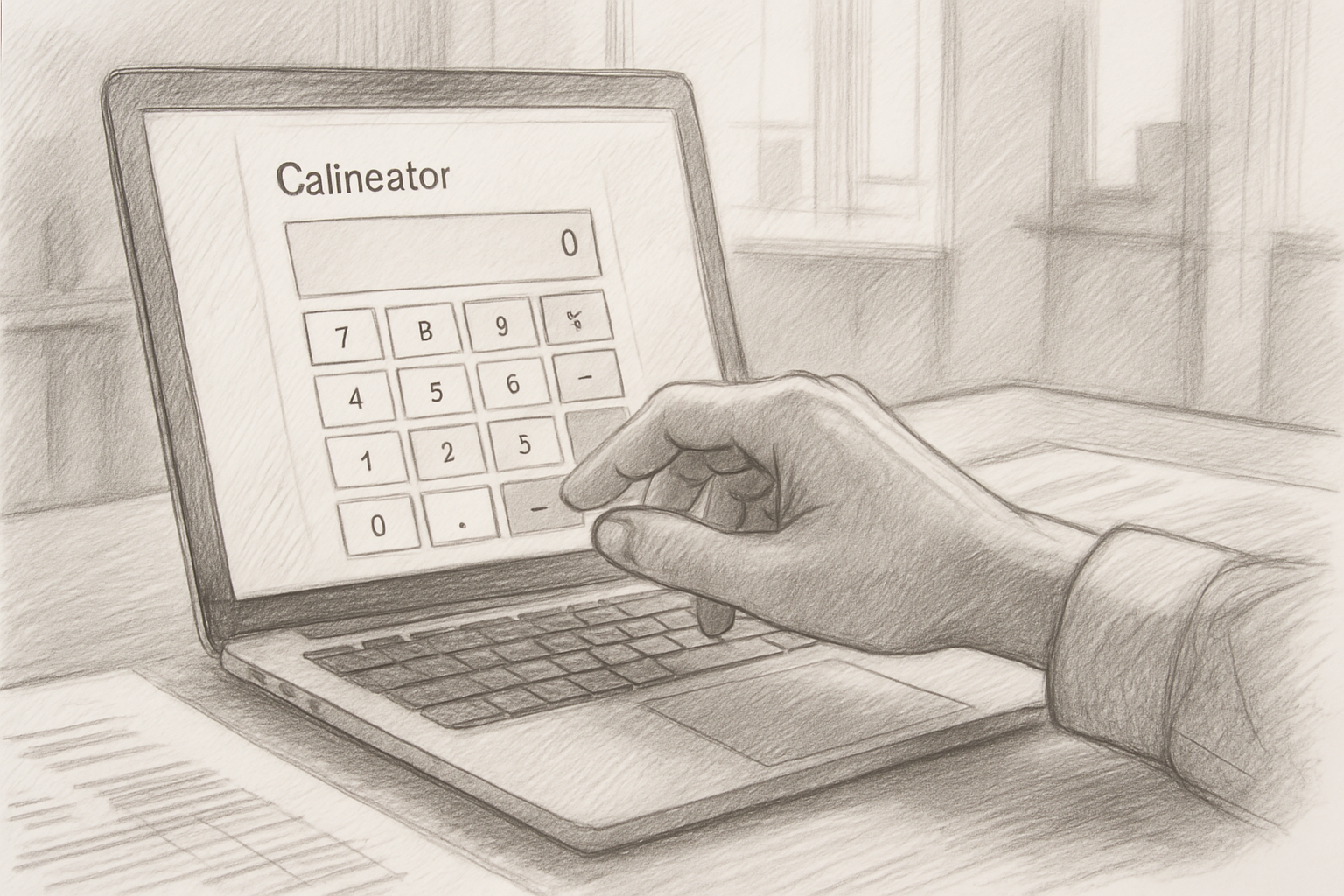 Hand using calculator online