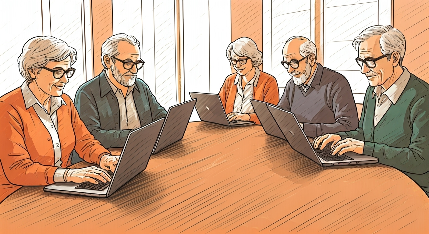 Seniors comparing insurance quotes online