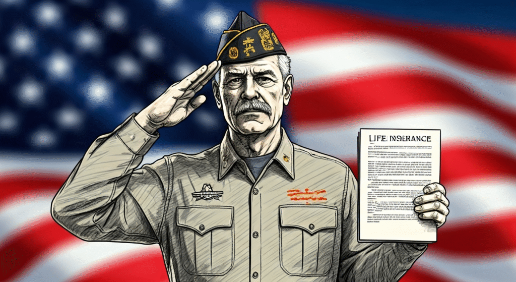 "A black military-style garrison cap with gold emblem and trim centered in front of a blurred American flag background featuring stars and red and blue stripes, symbolizing military service and patriotism."