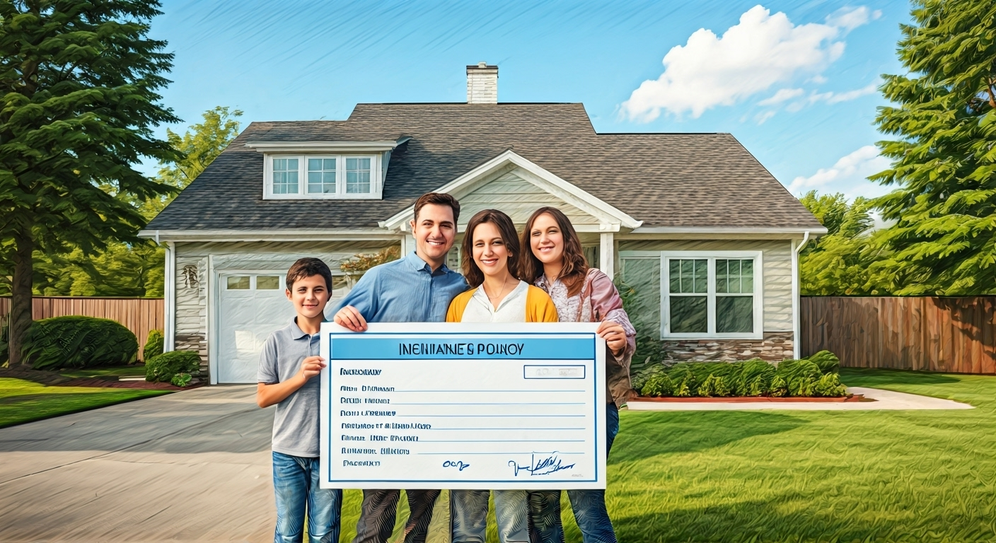 Family with insurance policy outside home