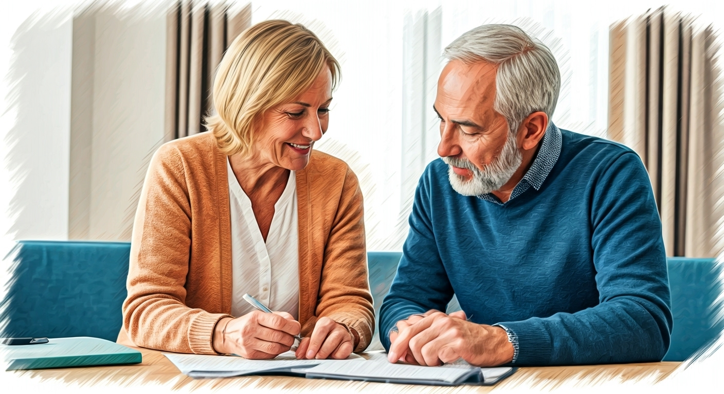 Older couple reviewing documents