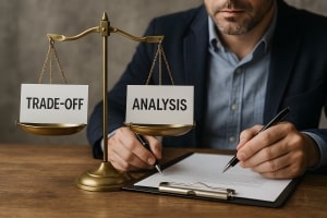 Person Weighing Trade-off and Analysis on A Balance Scale