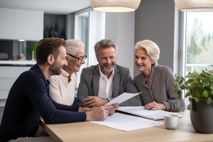 Seniors Discussing Investment Options Between MYGA and Bonds with Expert