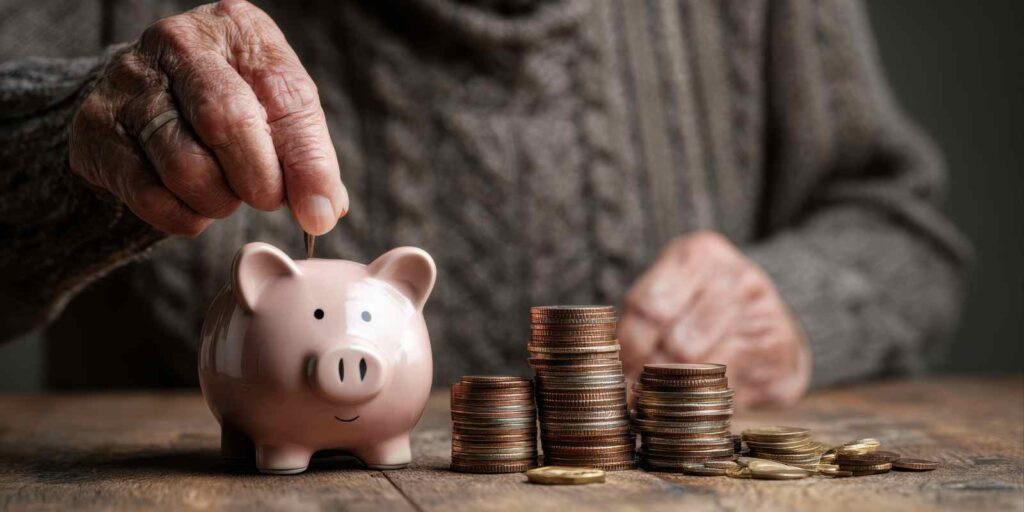 Saving Concept with Piggy Bank and Coins for Future Investment