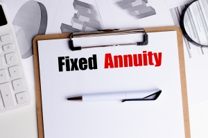 Fixed Annuity Concept on Clipboard with Pen