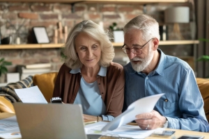 Elderly Couple Reviewing Their Retirement Strategy Documents