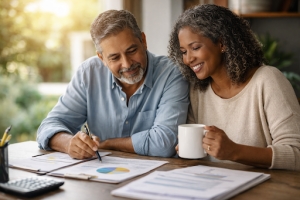 Senior Couple Checking MYGA Term for Retirement