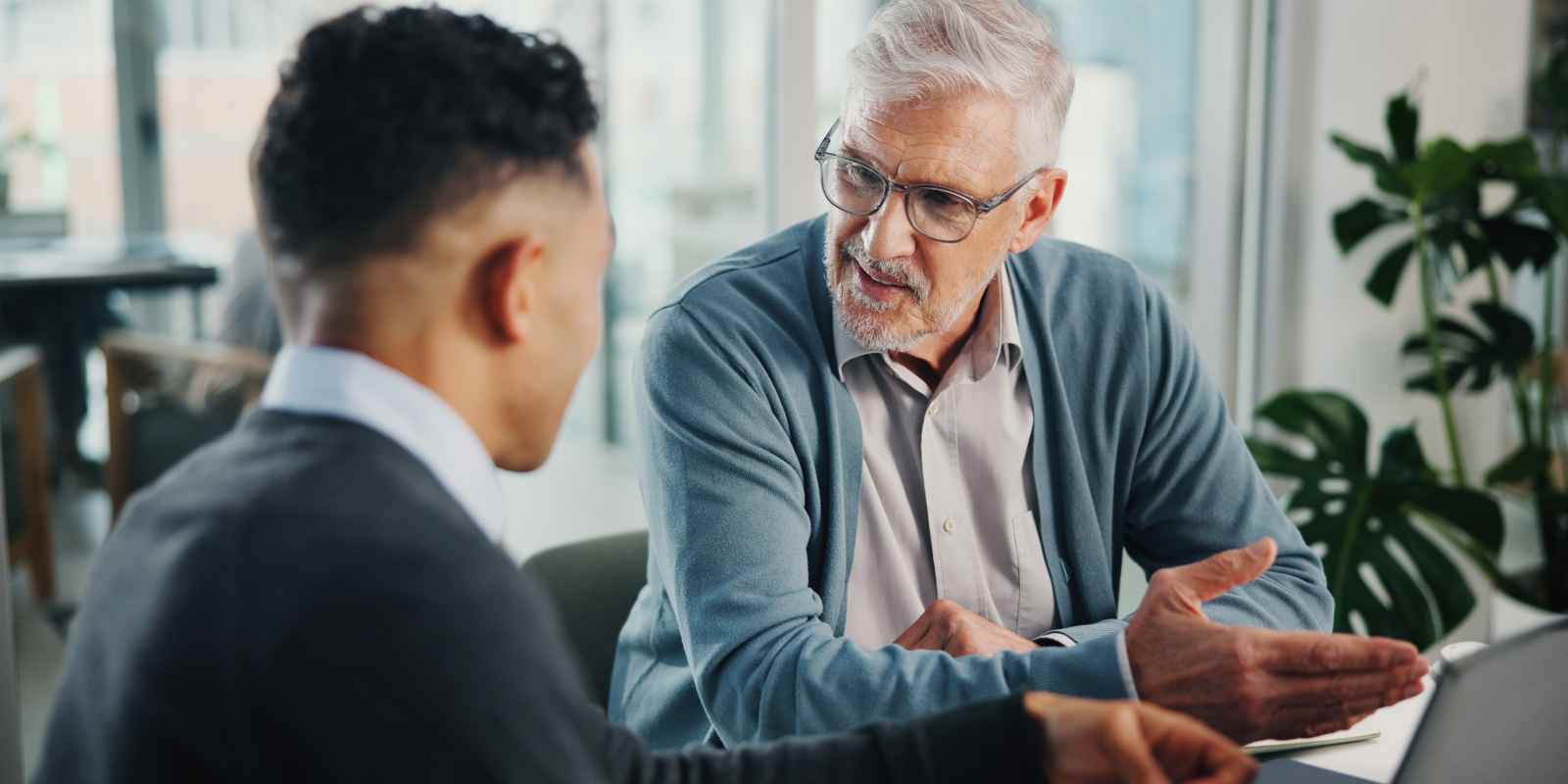 Senior Person Discussing MYGA Term for Retirement Timeline with Finacial Advisor