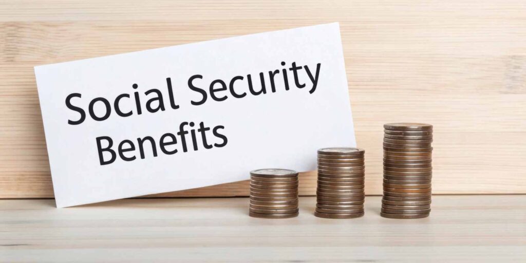 Social Security Benefits Displayed with Stacked Coins