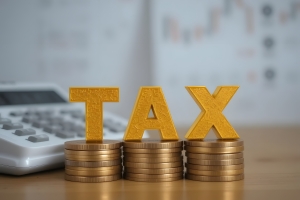 Tax Implications Represented by Golden Letters on Coins