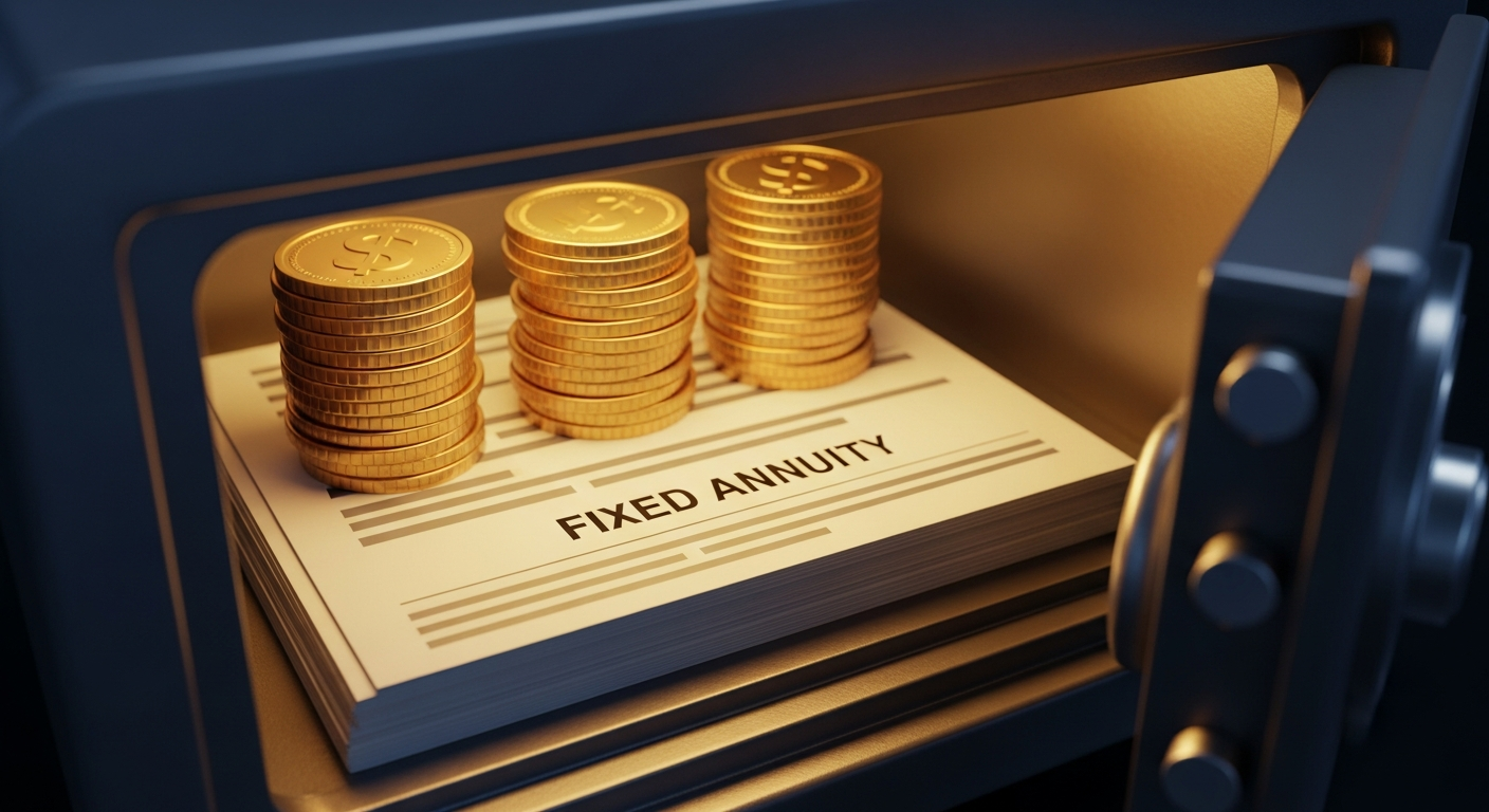 Safe with glowing annuity documents