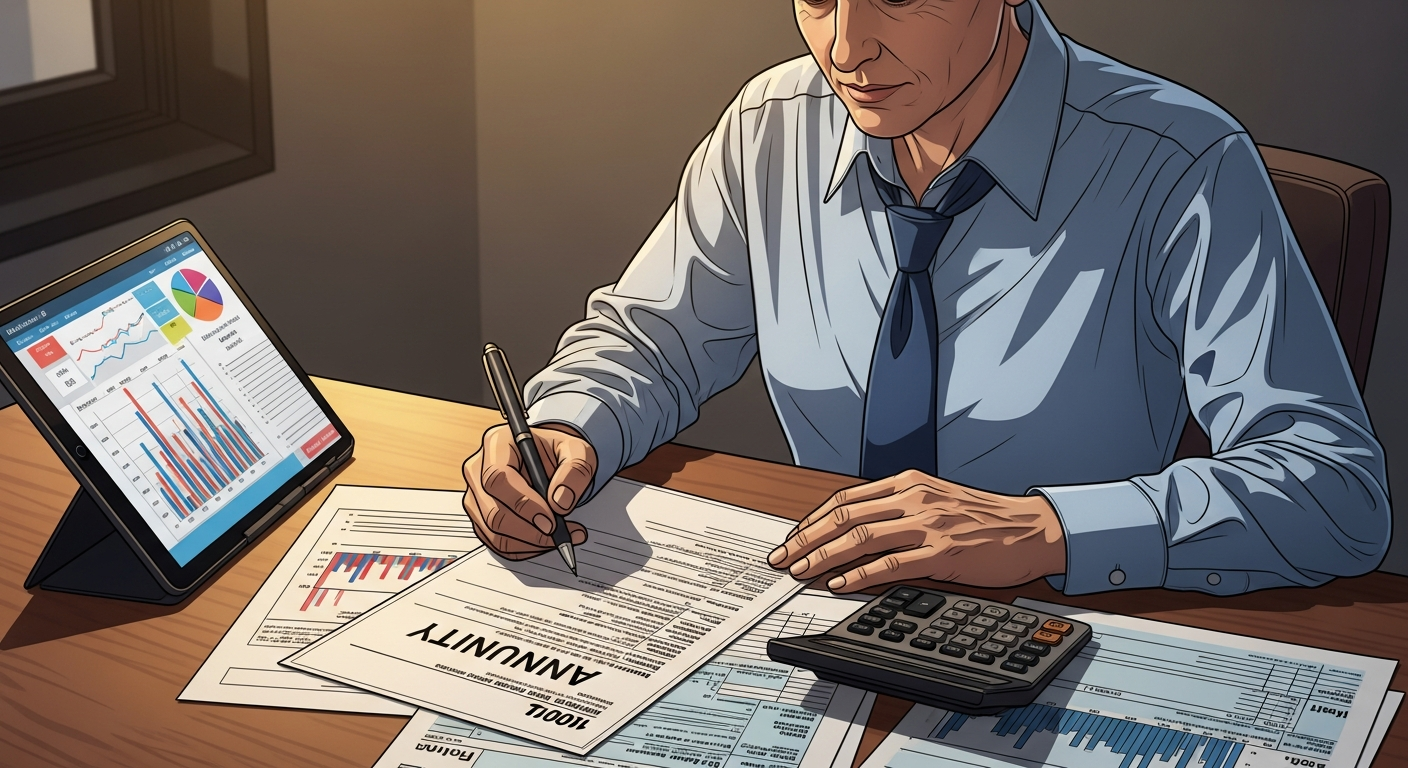 Investor reviewing annuity tax documents