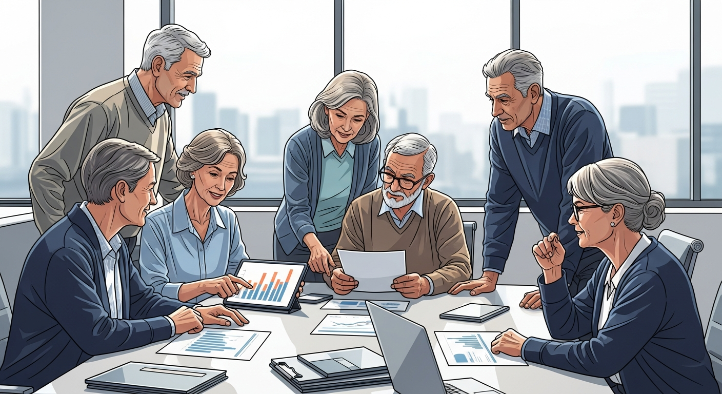 Retirees reviewing annuity plans together