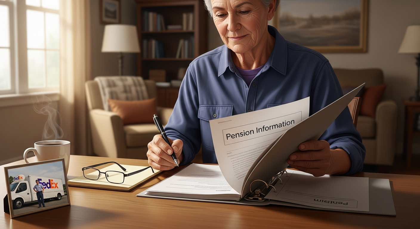 FedEx retiree reviewing pension