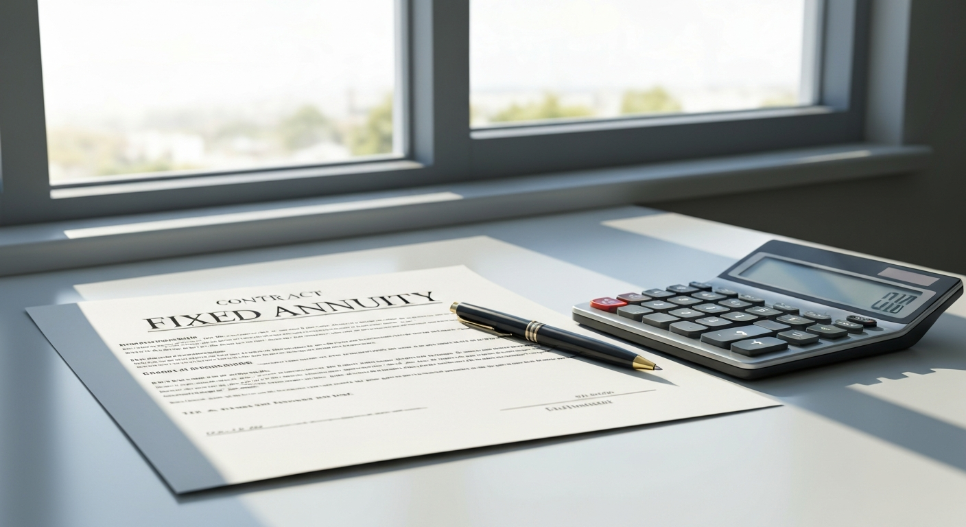 Fixed annuity contract on desk