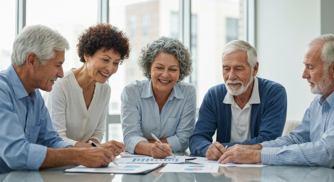 Retirees comparing annuity charts