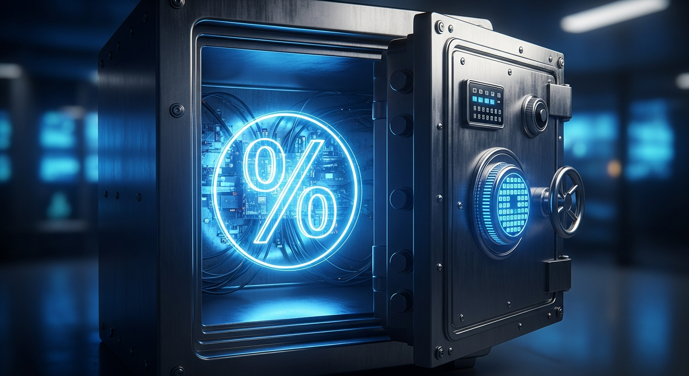 secure safe with percentage symbol