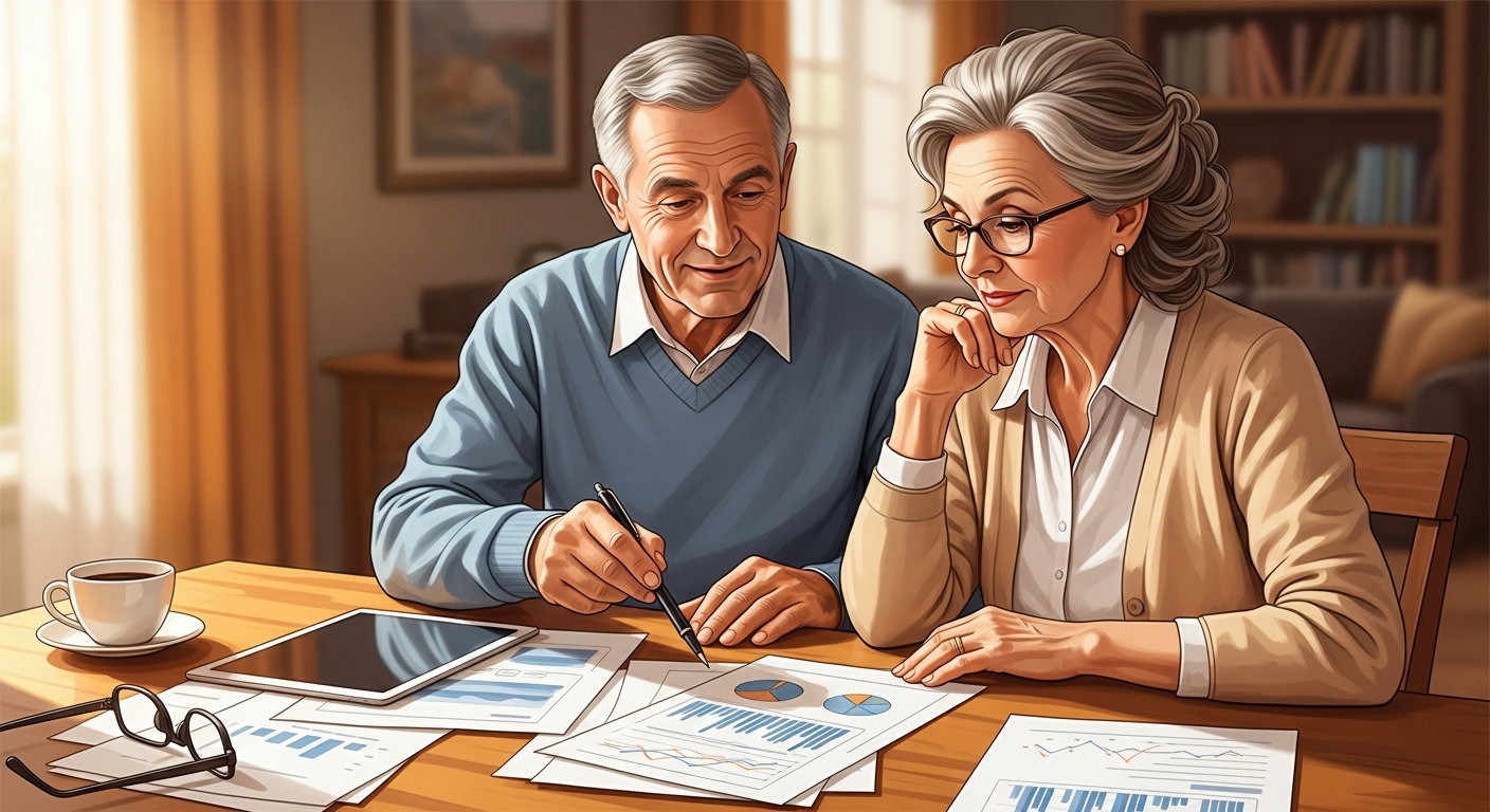 Senior couple reviewing annuity documents