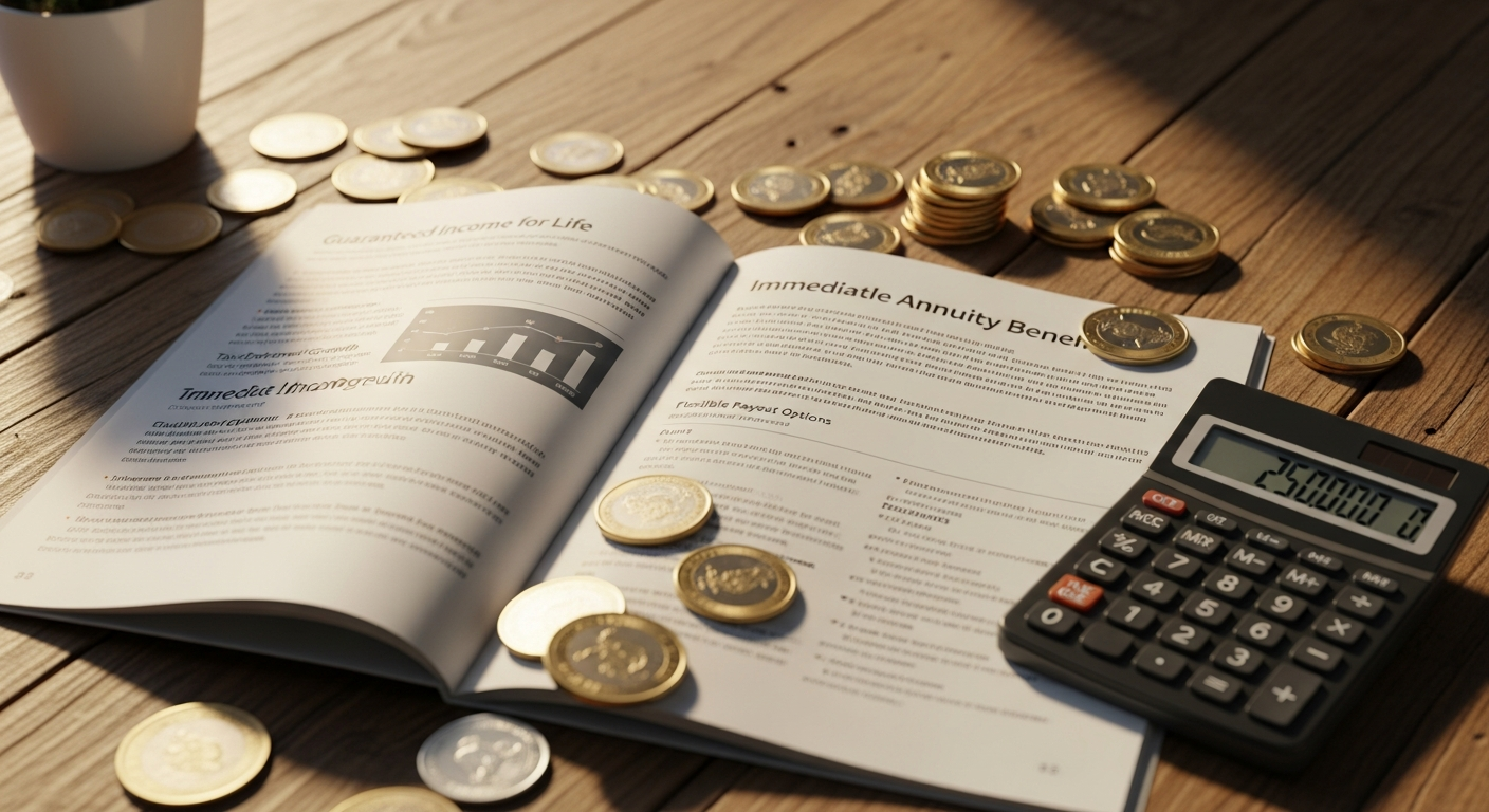 Immediate annuity brochure with coins