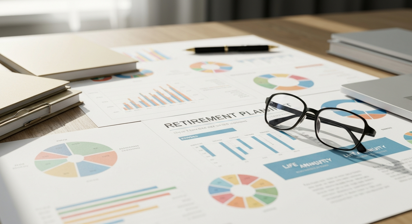 Retirement desk with annuity brochures