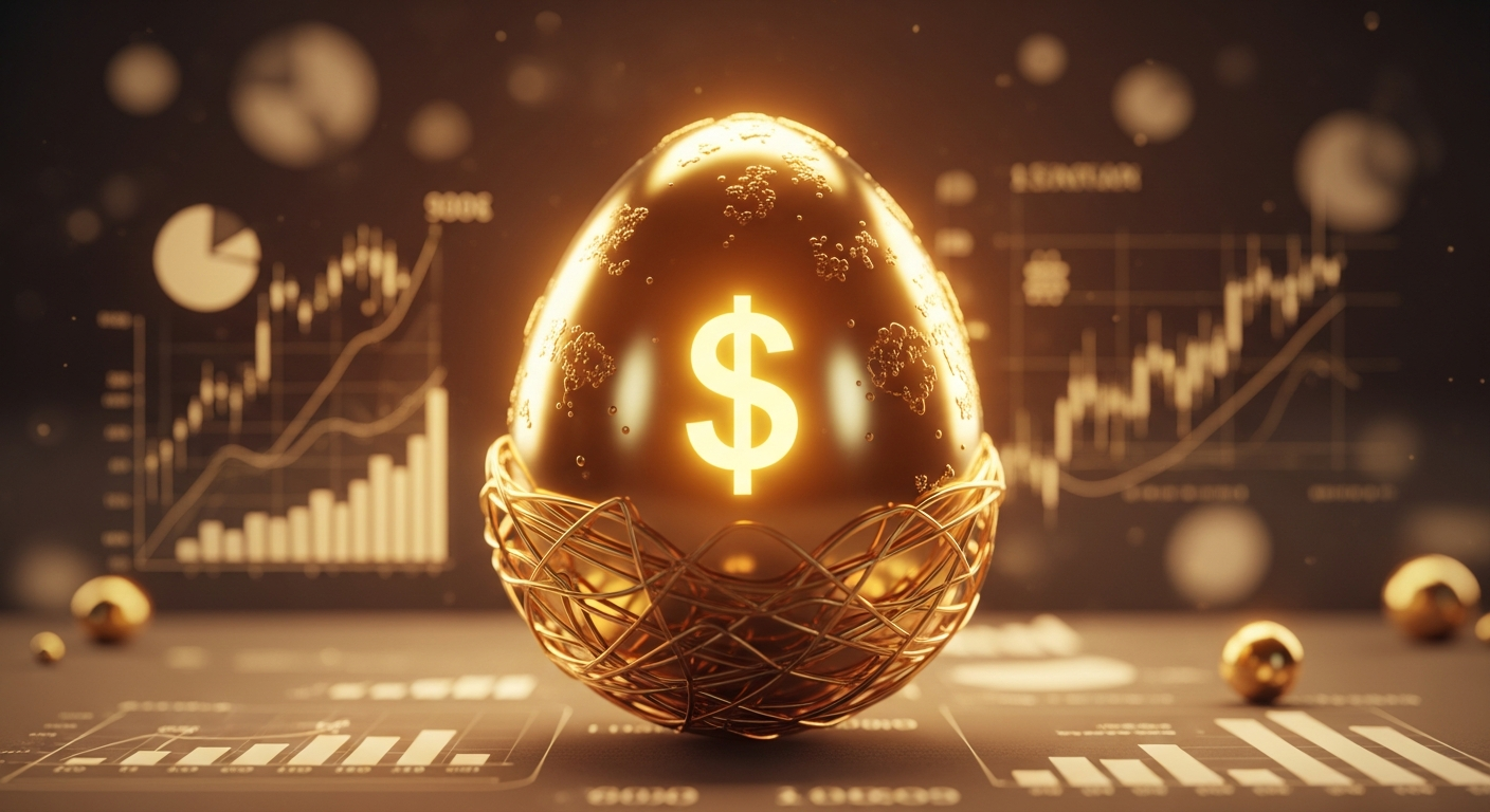 Golden nest egg financial illustration