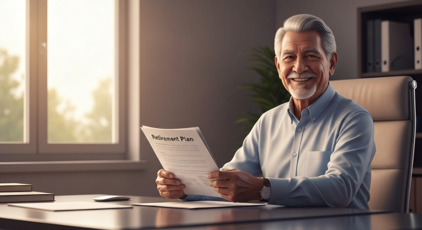 Confident retiree with retirement plan