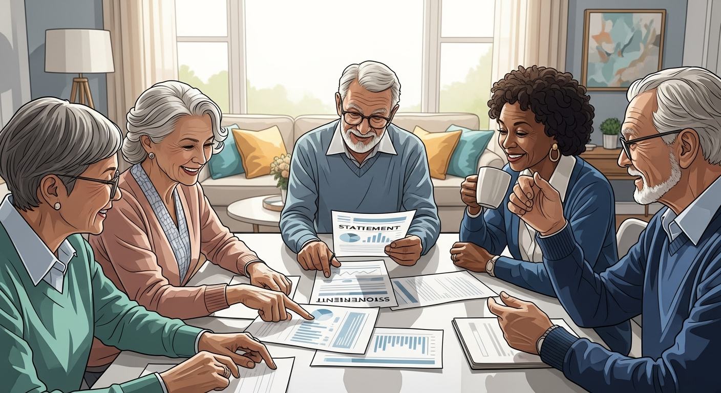 Retirees discussing annuity plans
