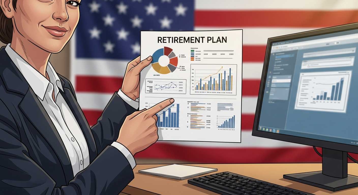 government employee with retirement chart