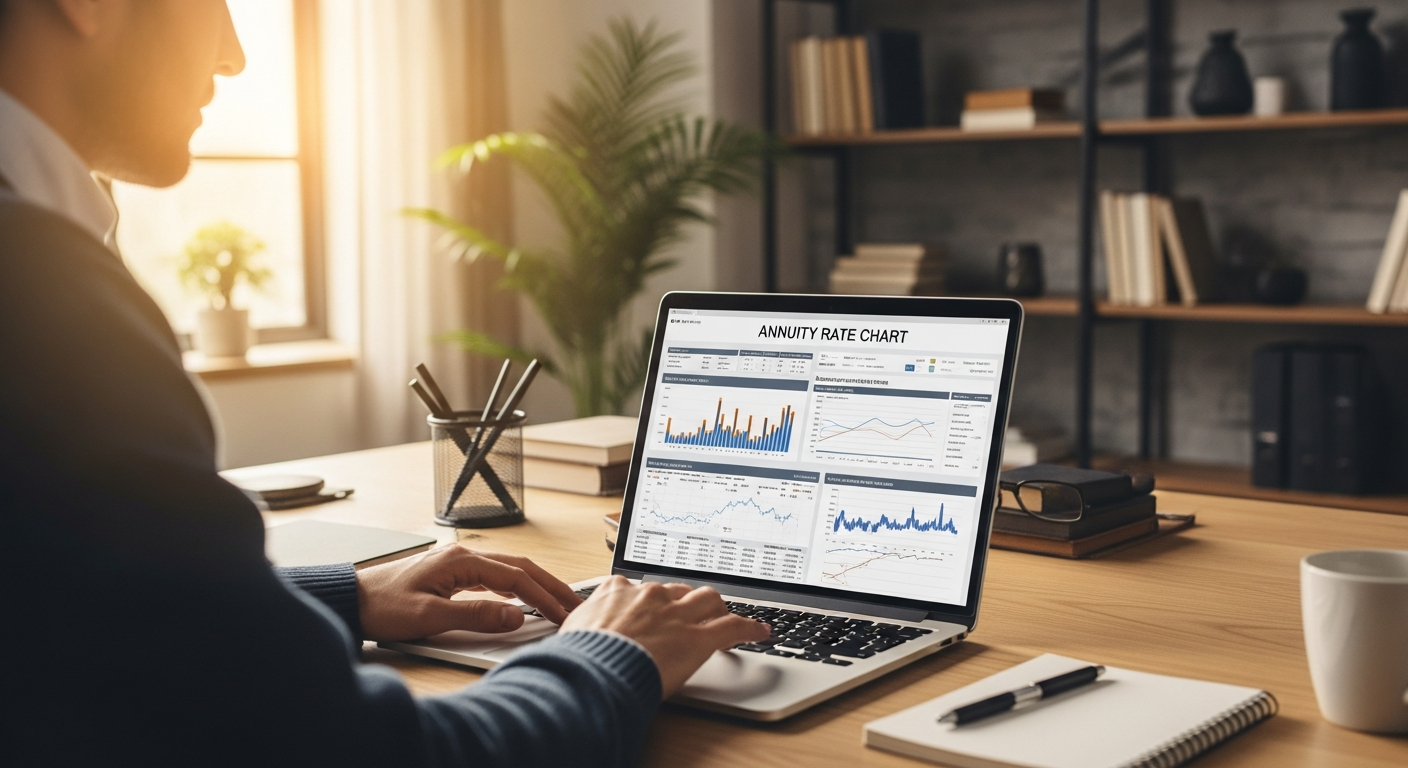 Person reviewing annuity rate charts