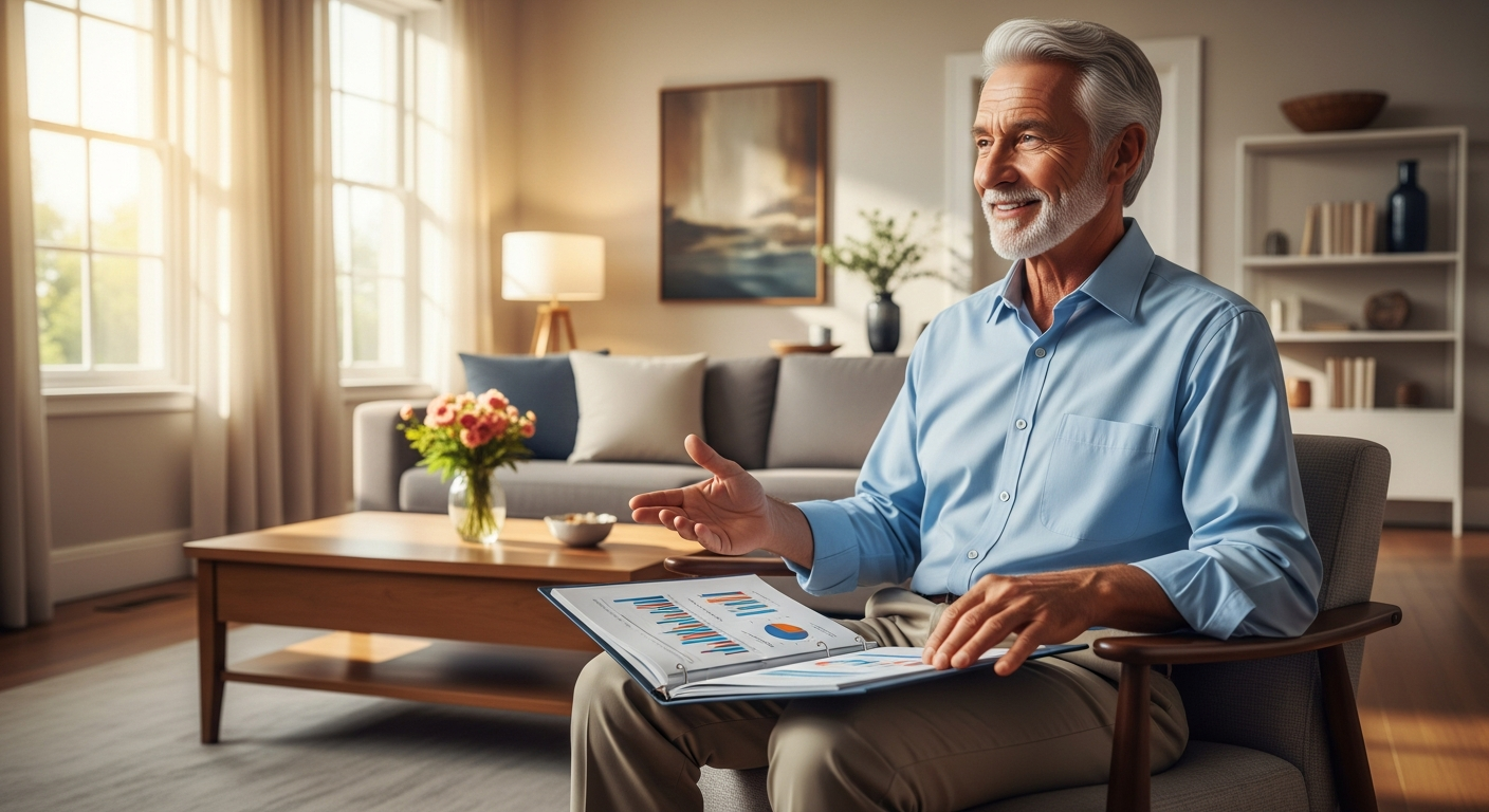 Retiree with financial portfolio