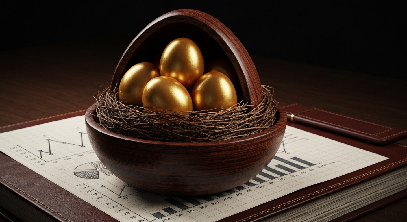 Golden eggs on financial ledger