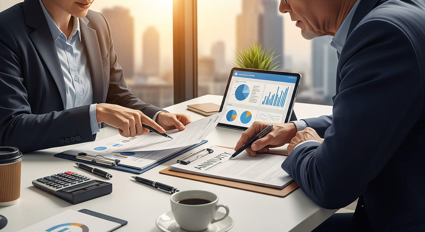 Advisor discussing annuity documents